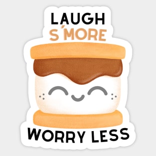 Laugh S'More Worry Less - Happy Marshmallow Face Sticker